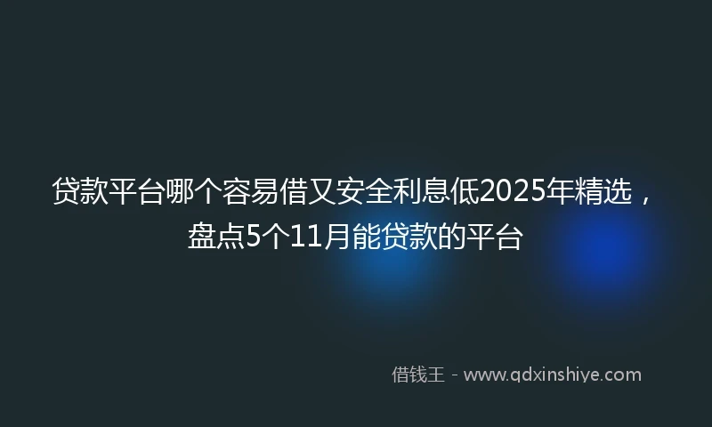 贷款平台哪个容易借又安全利息低2025年精选，盘点5个11月能贷款的平台