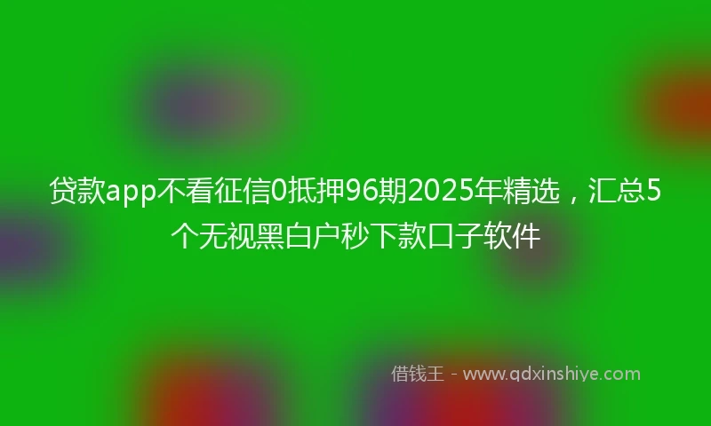 贷款app不看征信0抵押96期2025年精选，汇总5个无视黑白户秒下款口子软件