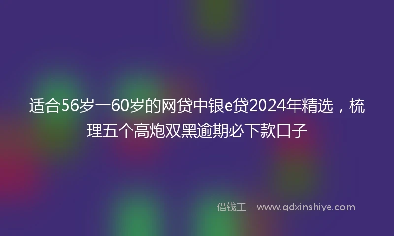适合56岁一60岁的网贷中银e贷2024年精选，梳理五个高炮双黑逾期必下款口子