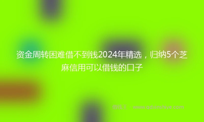 资金周转困难借不到钱2024年精选，归纳5个芝麻信用可以借钱的口子