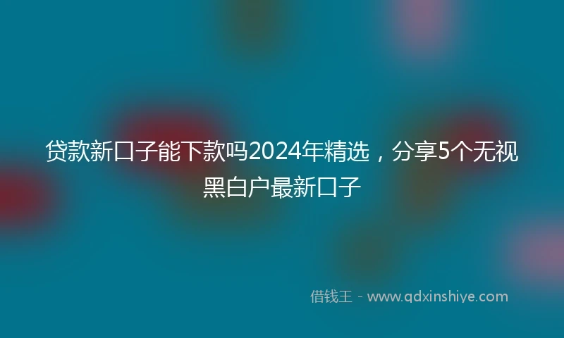 贷款新口子能下款吗2024年精选，分享5个无视黑白户最新口子