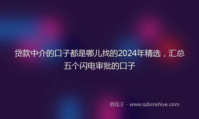 贷款中介的口子都是哪儿找的2024年精选，汇总五个闪电审批的口子