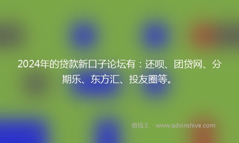 2024年的贷款新口子论坛有：还呗、团贷网、分期乐、东方汇、投友圈等。