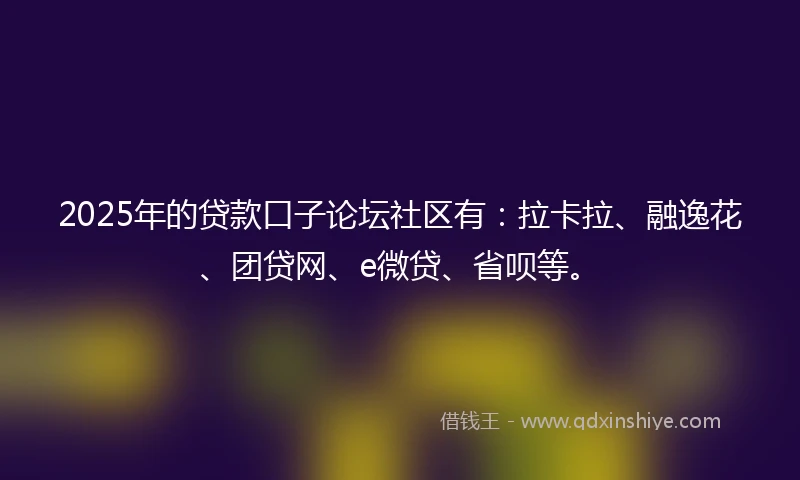 2025年的贷款口子论坛社区有:拉卡拉、融逸花、团贷网、e微贷、省呗等。