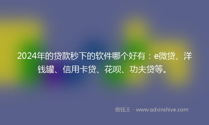 2024年的贷款秒下的软件哪个好有：e微贷、洋钱罐、信用卡贷、花呗、功夫贷等。