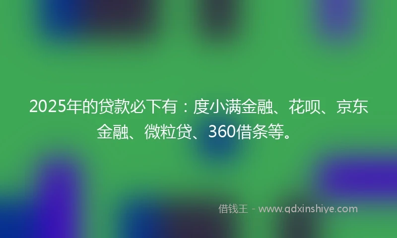 2025年的贷款必下有：度小满金融、花呗、京东金融、微粒贷、360借条等。