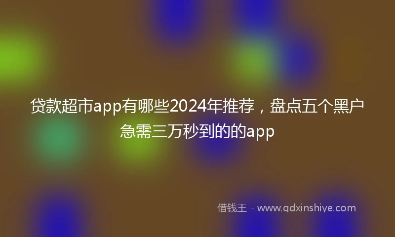 贷款超市app有哪些2024年推荐，盘点五个黑户急需三万秒到的的app