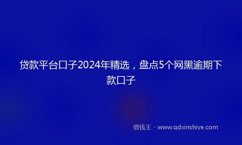 贷款平台口子2024年精选，盘点5个网黑逾期下款口子