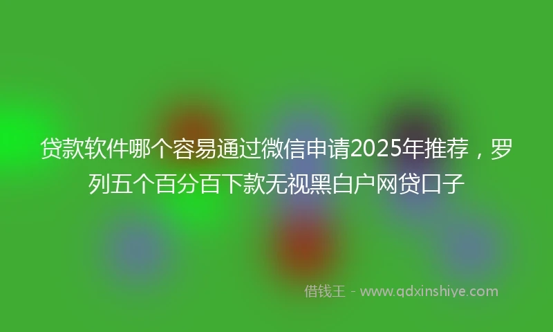 贷款软件哪个容易通过微信申请2025年推荐，罗列五个百分百下款无视黑白户网贷口子