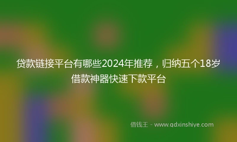 贷款链接平台有哪些2024年推荐，归纳五个18岁借款神器快速下款平台