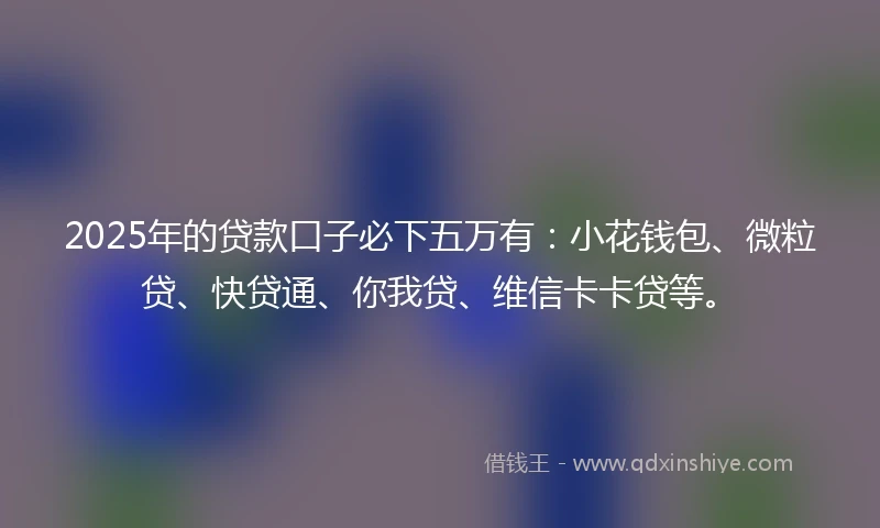 2025年的贷款口子必下五万有:小花钱包、微粒贷、快贷通、你我贷、维信卡卡贷等。