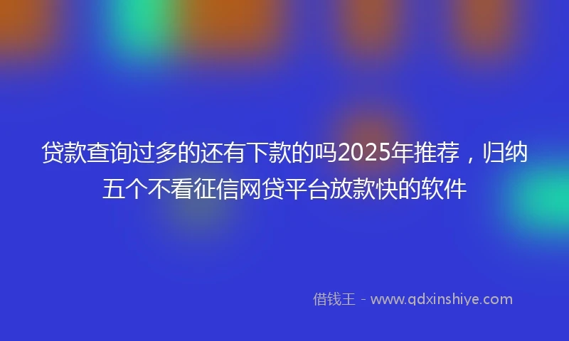 贷款查询过多的还有下款的吗2025年推荐，归纳五个不看征信网贷平台放款快的软件