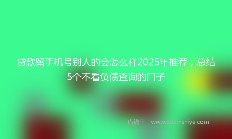 贷款留手机号别人的会怎么样2025年推荐，总结5个不看负债查询的口子