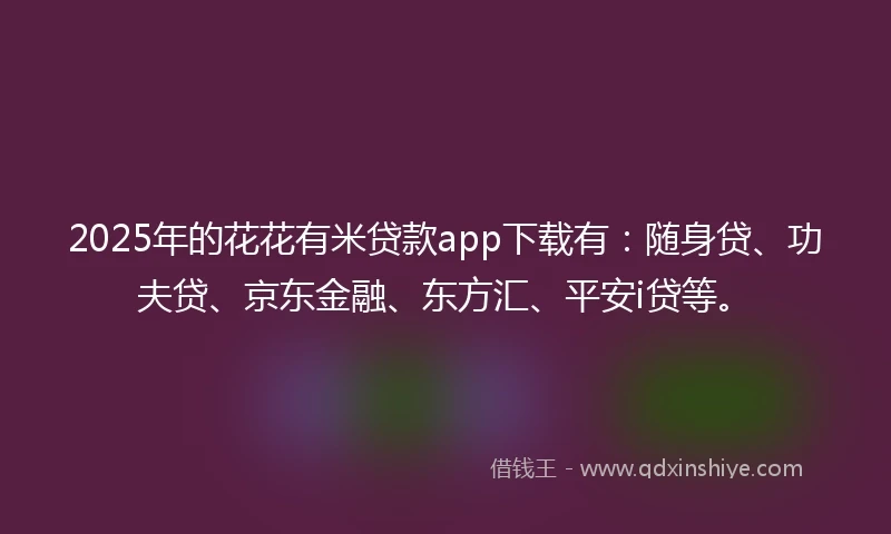 2025年的花花有米贷款app下载有：随身贷、功夫贷、京东金融、东方汇、平安i贷等。