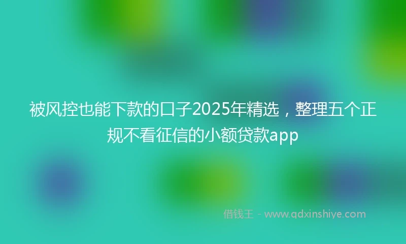 被风控也能下款的口子2025年精选，整理五个正规不看征信的小额贷款app