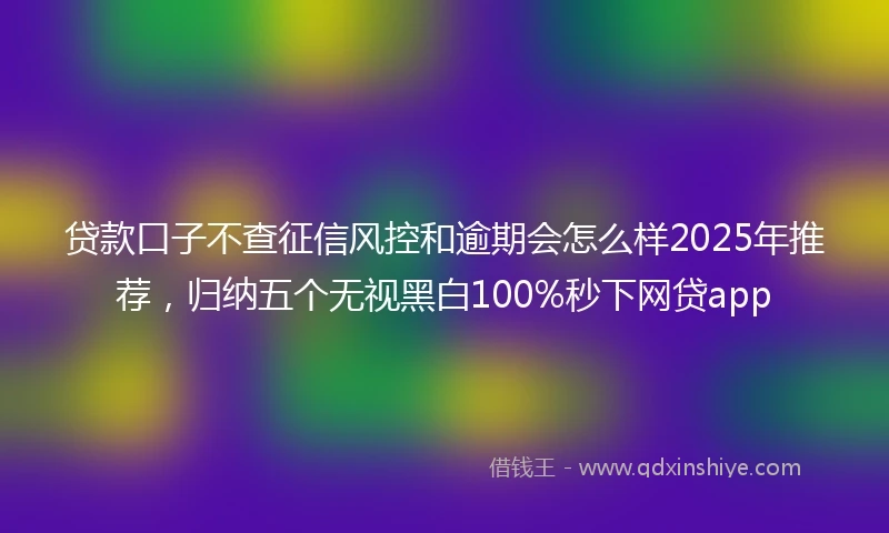 贷款口子不查征信风控和逾期会怎么样2025年推荐，归纳五个无视黑白100%秒下网贷app