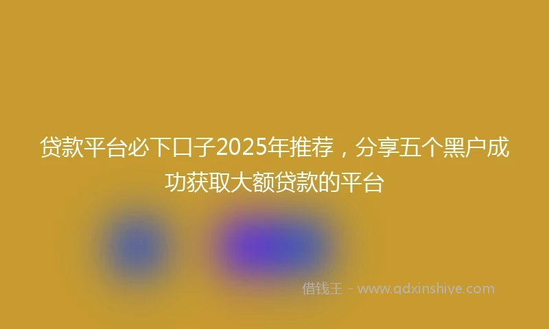 贷款平台必下口子2025年推荐，分享五个黑户成功获取大额贷款的平台