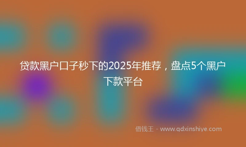 贷款黑户口子秒下的2025年推荐，盘点5个黑户下款平台