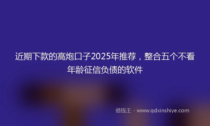 近期下款的高炮口子2025年推荐，整合五个不看年龄征信负债的软件