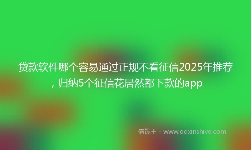 贷款软件哪个容易通过正规不看征信2025年推荐，归纳5个征信花居然都下款的app