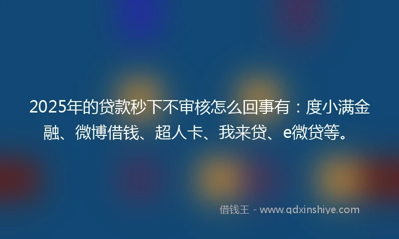 2025年的贷款秒下不审核怎么回事有：度小满金融、微博借钱、超人卡、我来贷、e微贷等。