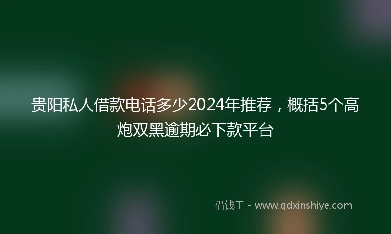 贵阳私人借款电话多少2024年推荐，概括5个高炮双黑逾期必下款平台