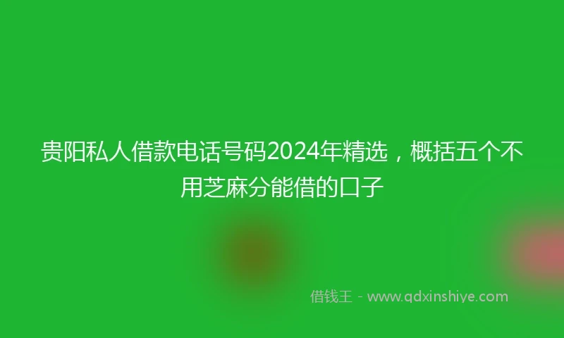 贵阳私人借款电话号码2024年精选，概括五个不用芝麻分能借的口子