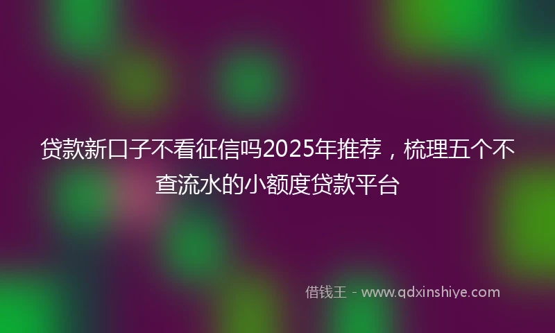贷款新口子不看征信吗2025年推荐，梳理五个不查流水的小额度贷款平台