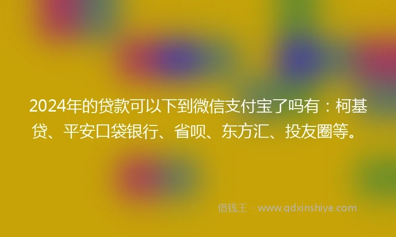 2024年的贷款可以下到微信支付宝了吗有：柯基贷、平安口袋银行、省呗、东方汇、投友圈等。