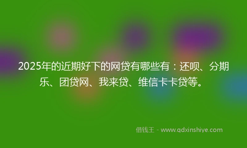 2025年的近期好下的网贷有哪些有：还呗、分期乐、团贷网、我来贷、维信卡卡贷等。