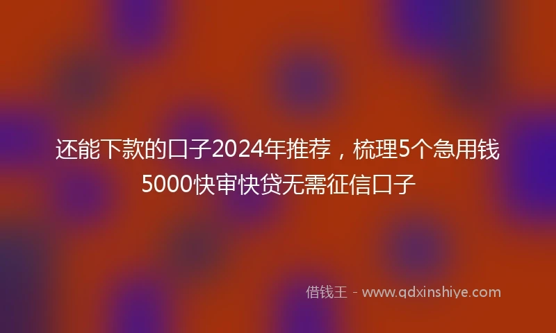 还能下款的口子2024年推荐，梳理5个急用钱5000快审快贷无需征信口子
