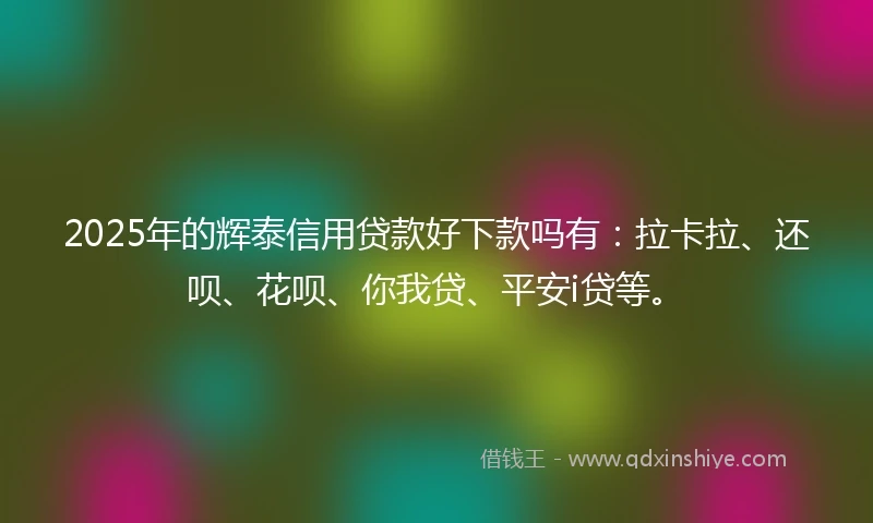 2025年的辉泰信用贷款好下款吗有：拉卡拉、还呗、花呗、你我贷、平安i贷等。