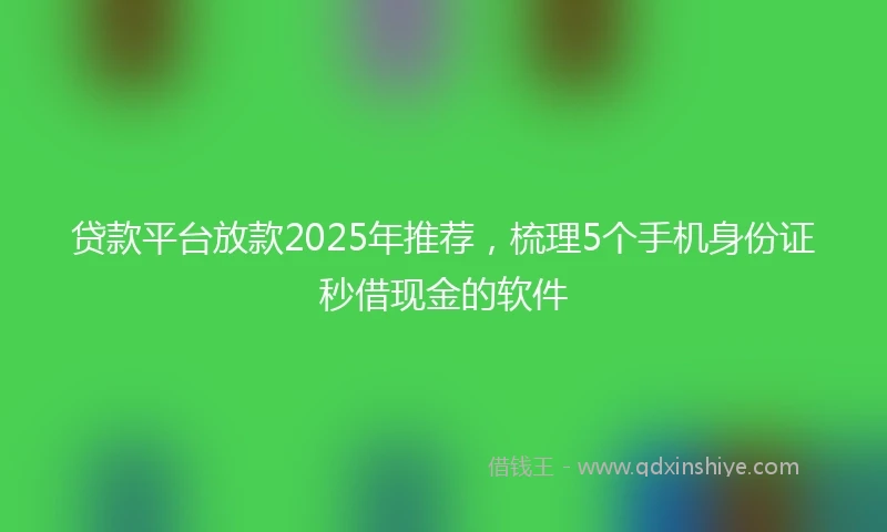 贷款平台放款2025年推荐，梳理5个手机身份证秒借现金的软件