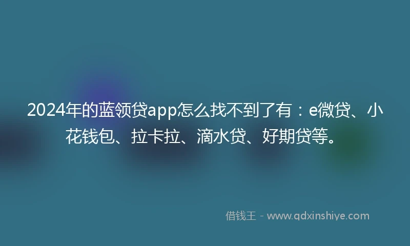 2024年的蓝领贷app怎么找不到了有：e微贷、小花钱包、拉卡拉、滴水贷、好期贷等。