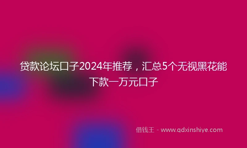 贷款论坛口子2024年推荐，汇总5个无视黑花能下款一万元口子