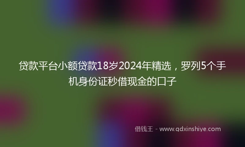 贷款平台小额贷款18岁2024年精选，罗列5个手机身份证秒借现金的口子