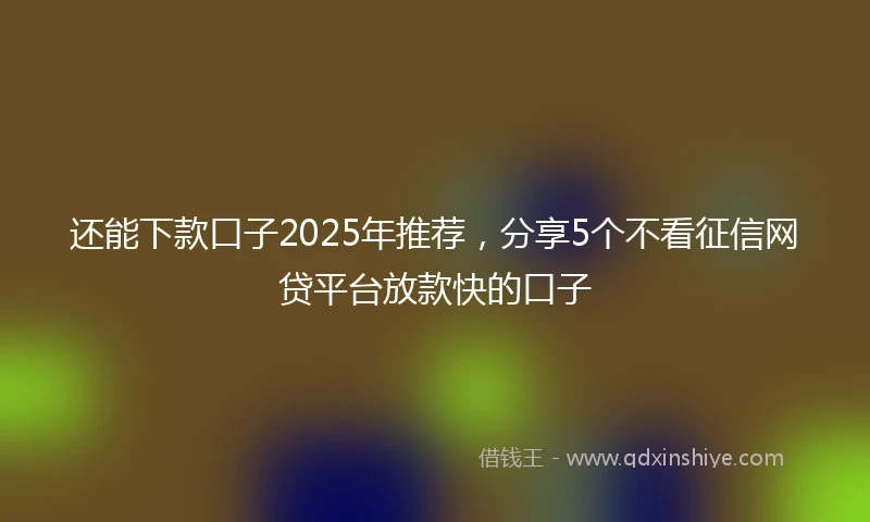还能下款口子2025年推荐，分享5个不看征信网贷平台放款快的口子
