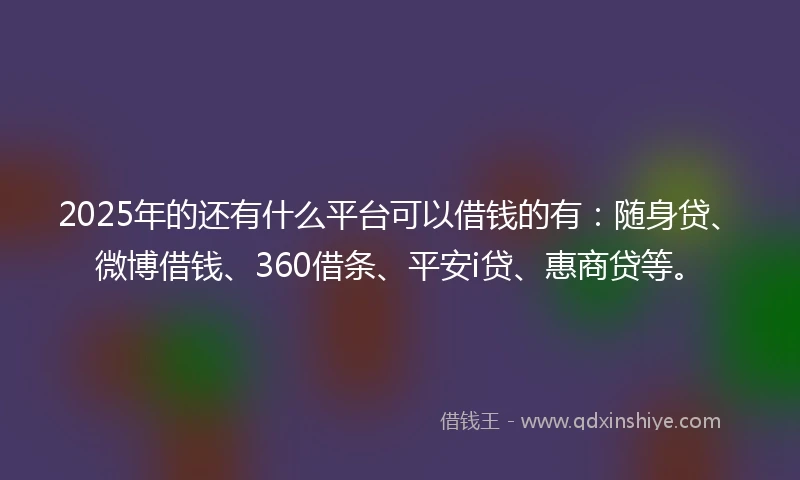 2025年的还有什么平台可以借钱的有：随身贷、微博借钱、360借条、平安i贷、惠商贷等。