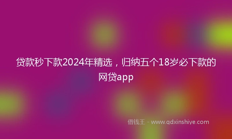贷款秒下款2024年精选，归纳五个18岁必下款的网贷app