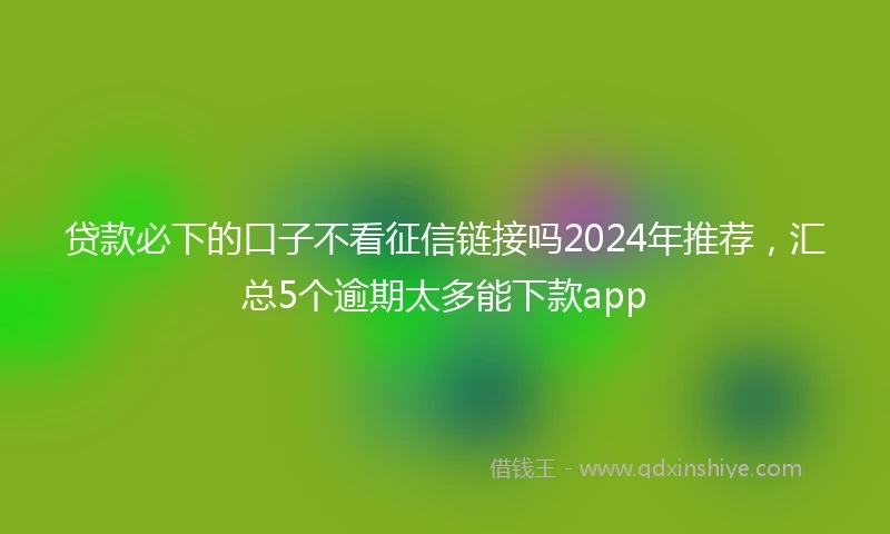 贷款必下的口子不看征信链接吗2024年推荐，汇总5个逾期太多能下款app