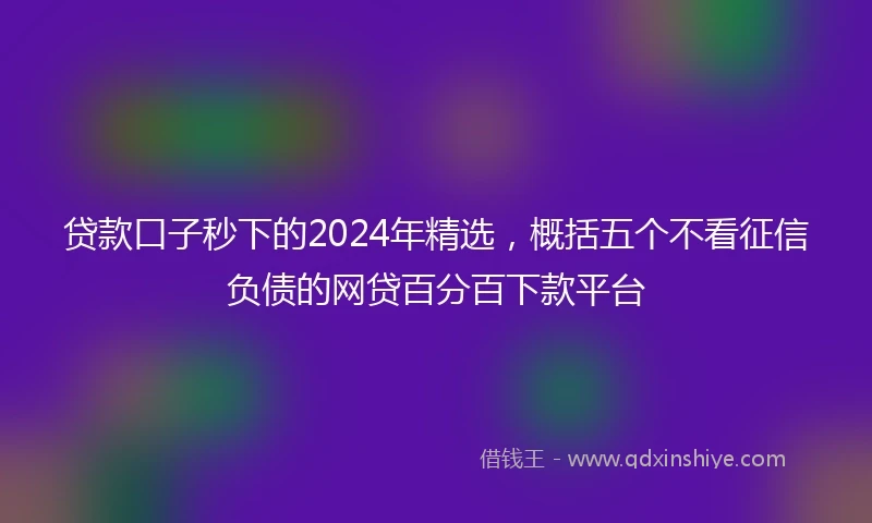 贷款口子秒下的2024年精选,概括五个不看征信负债的网贷百分百下款平台