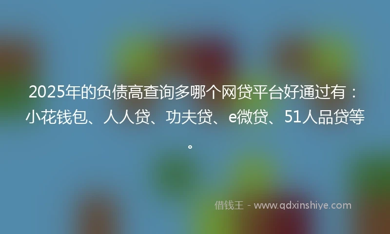 2025年的负债高查询多哪个网贷平台好通过有：小花钱包、人人贷、功夫贷、e微贷、51人品贷等。