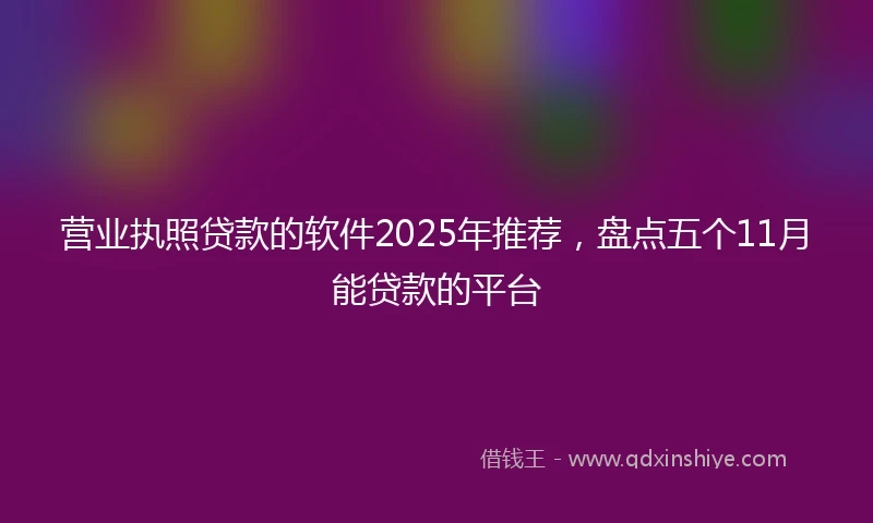 营业执照贷款的软件2025年推荐，盘点五个11月能贷款的平台
