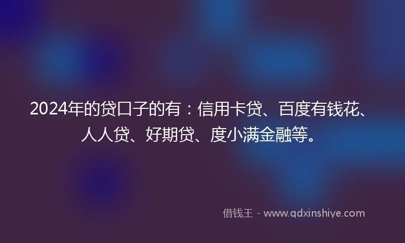 2024年的贷口子的有：信用卡贷、百度有钱花、人人贷、好期贷、度小满金融等。