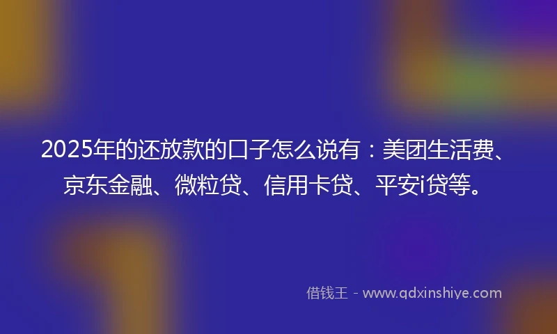 2025年的还放款的口子怎么说有：美团生活费、京东金融、微粒贷、信用卡贷、平安i贷等。