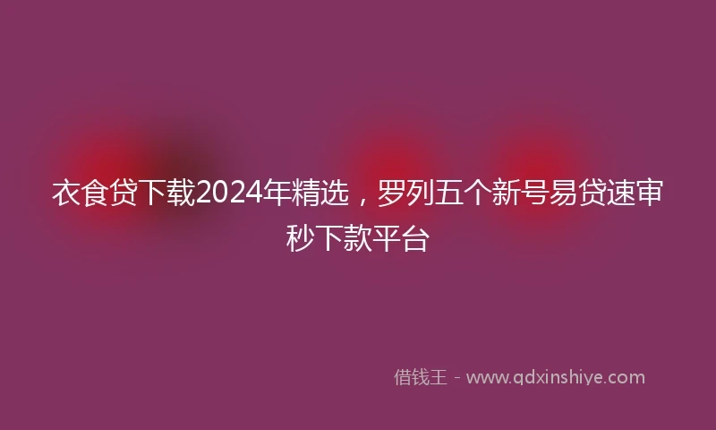 衣食贷下载2024年精选，罗列五个新号易贷速审秒下款平台