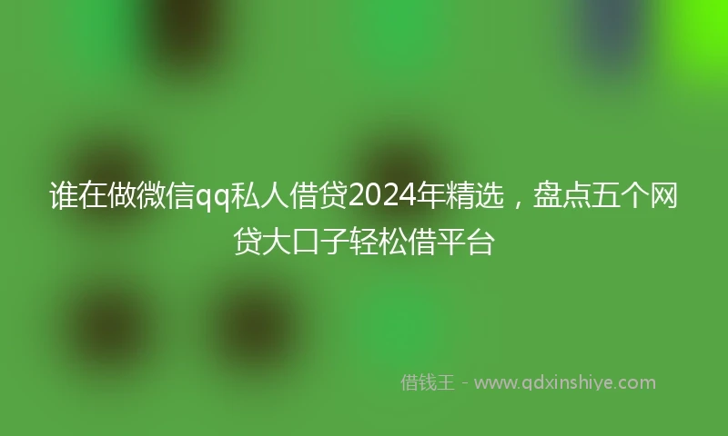 谁在做微信qq私人借贷2024年精选，盘点五个网贷大口子轻松借平台