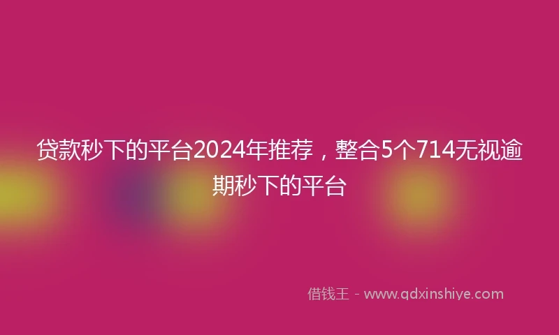 贷款秒下的平台2024年推荐，整合5个714无视逾期秒下的平台