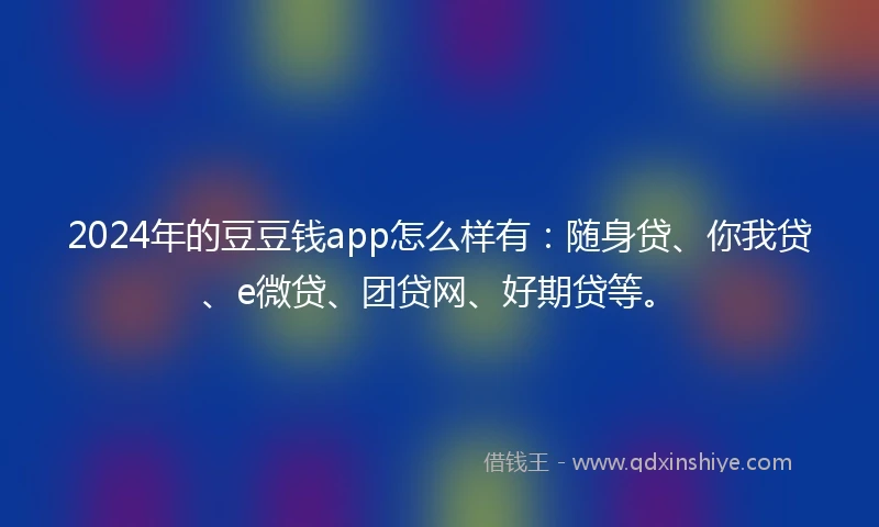 2024年的豆豆钱app怎么样有：随身贷、你我贷、e微贷、团贷网、好期贷等。