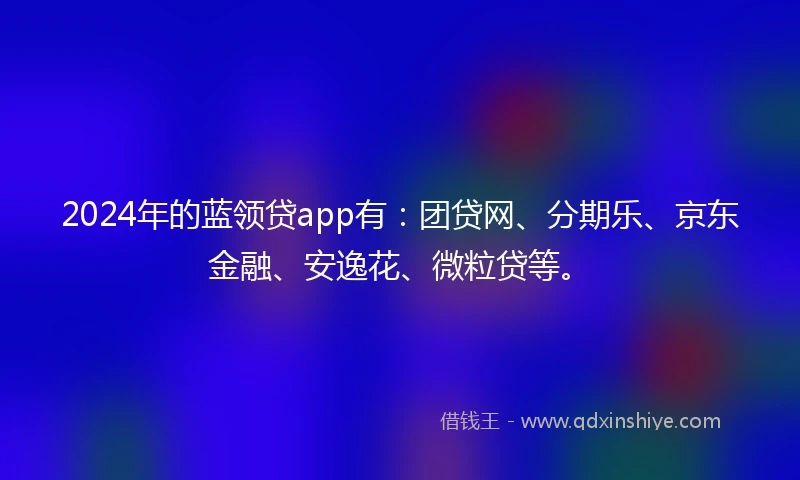 2024年的蓝领贷app有：团贷网、分期乐、京东金融、安逸花、微粒贷等。